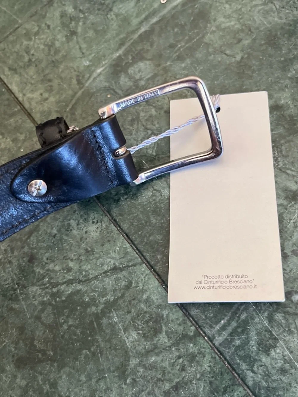 CNVY Women's Black Leather Belt with Silver Buckle